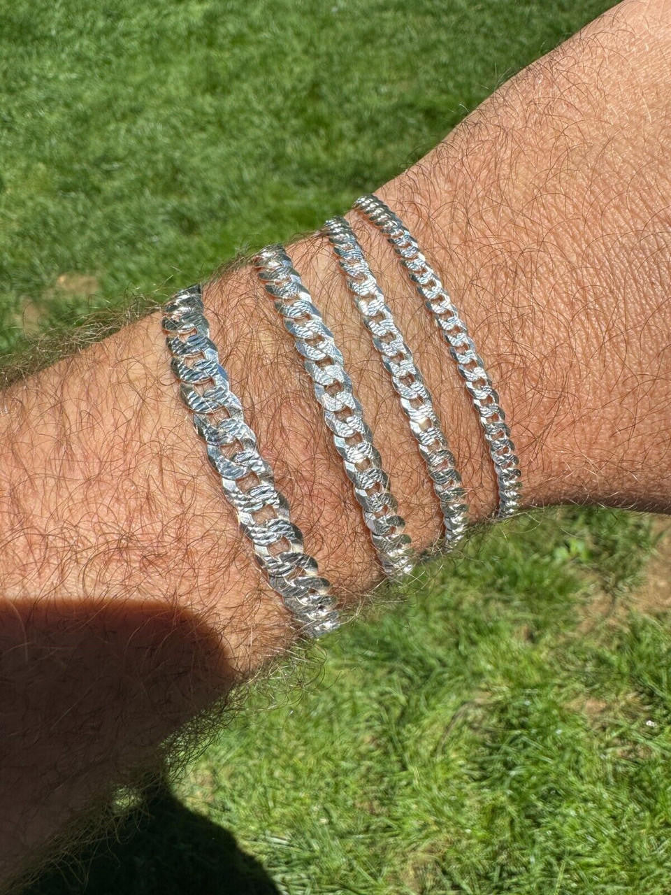 Flat Curb Cuban Bracelet | Diamond Cut 925 Sterling Silver