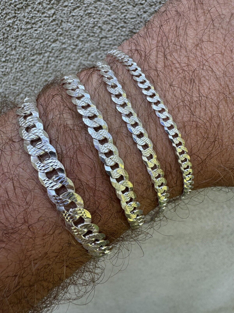 Flat Curb Cuban Bracelet | Diamond Cut 925 Sterling Silver