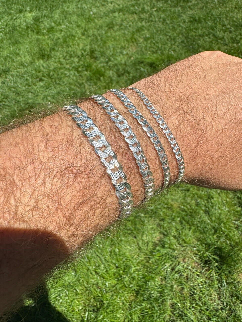 Flat Curb Cuban Bracelet | Diamond Cut 925 Sterling Silver