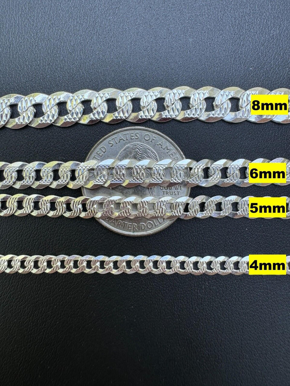 Flat Curb Cuban Bracelet | Diamond Cut 925 Sterling Silver