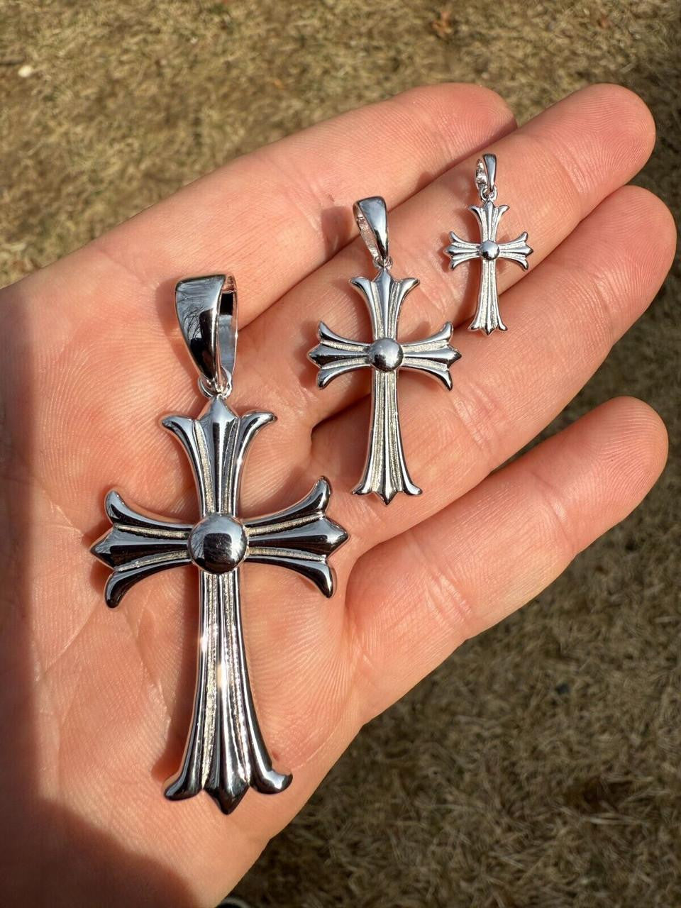 Hearts Chrome Cross Pendant | 925 Silver