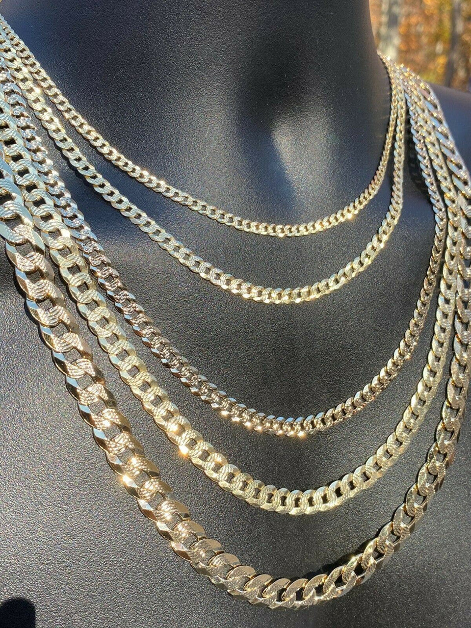 Flat Curb Cuban Chain Necklace | Diamond Cut 14k Gold Vermeil 925 Sterling Silver