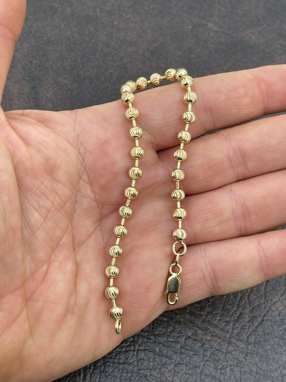 Ball Bead Moon Cut Bracelet | 14k Gold Vermeil 925 Sterling Silver