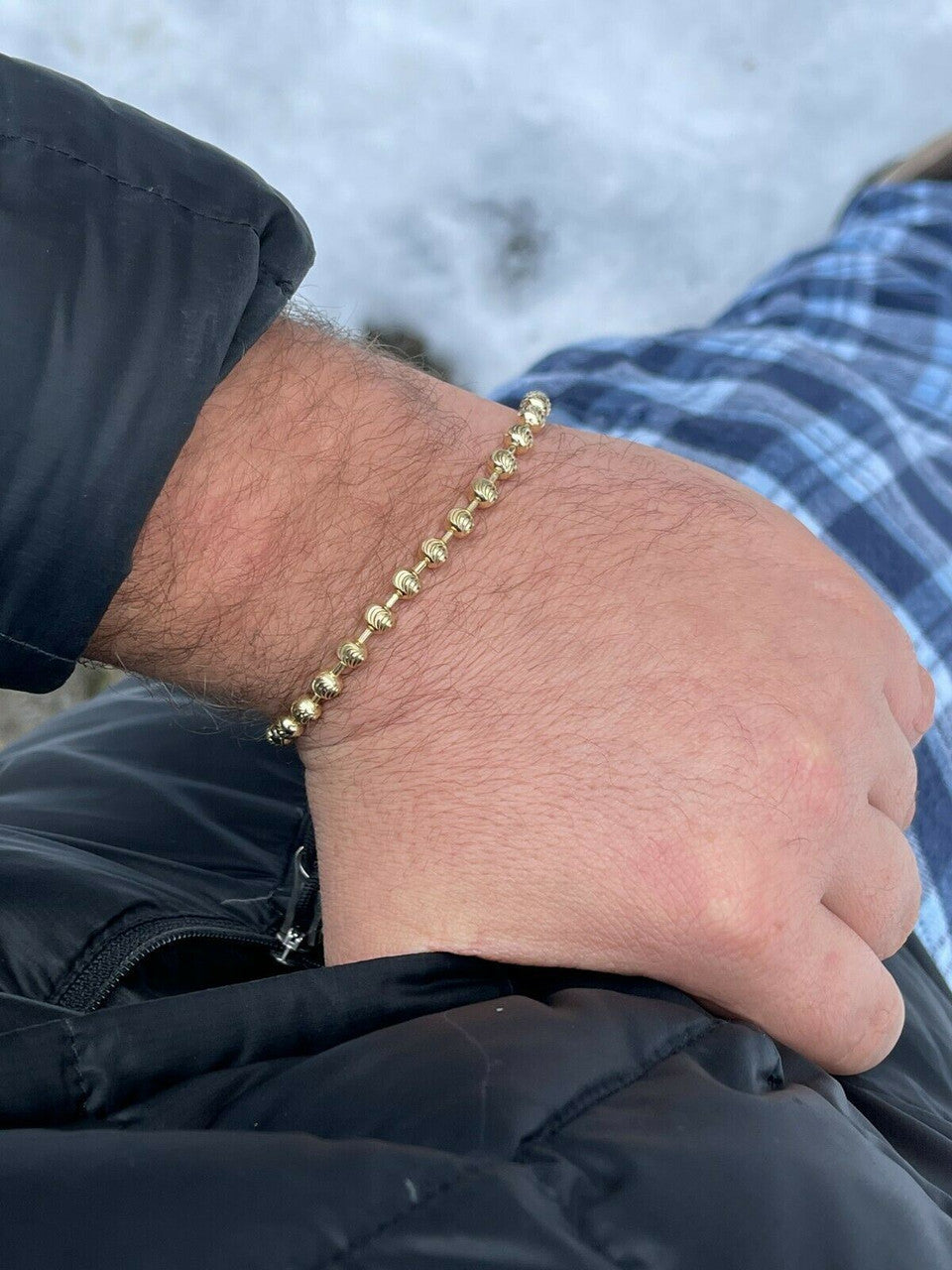Ball Bead Moon Cut Bracelet | 14k Gold Vermeil 925 Sterling Silver