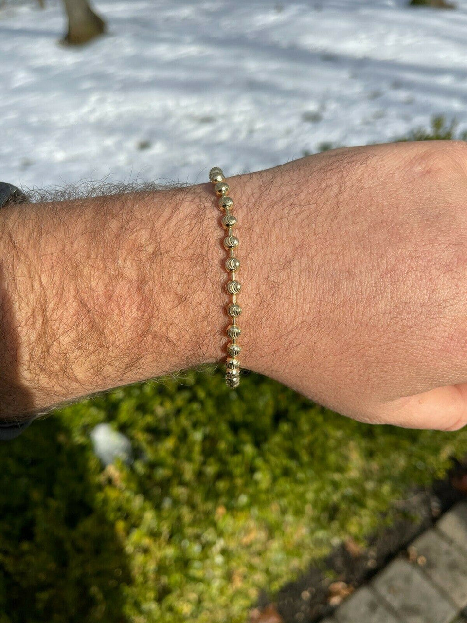 Ball Bead Moon Cut Bracelet | 14k Gold Vermeil 925 Sterling Silver