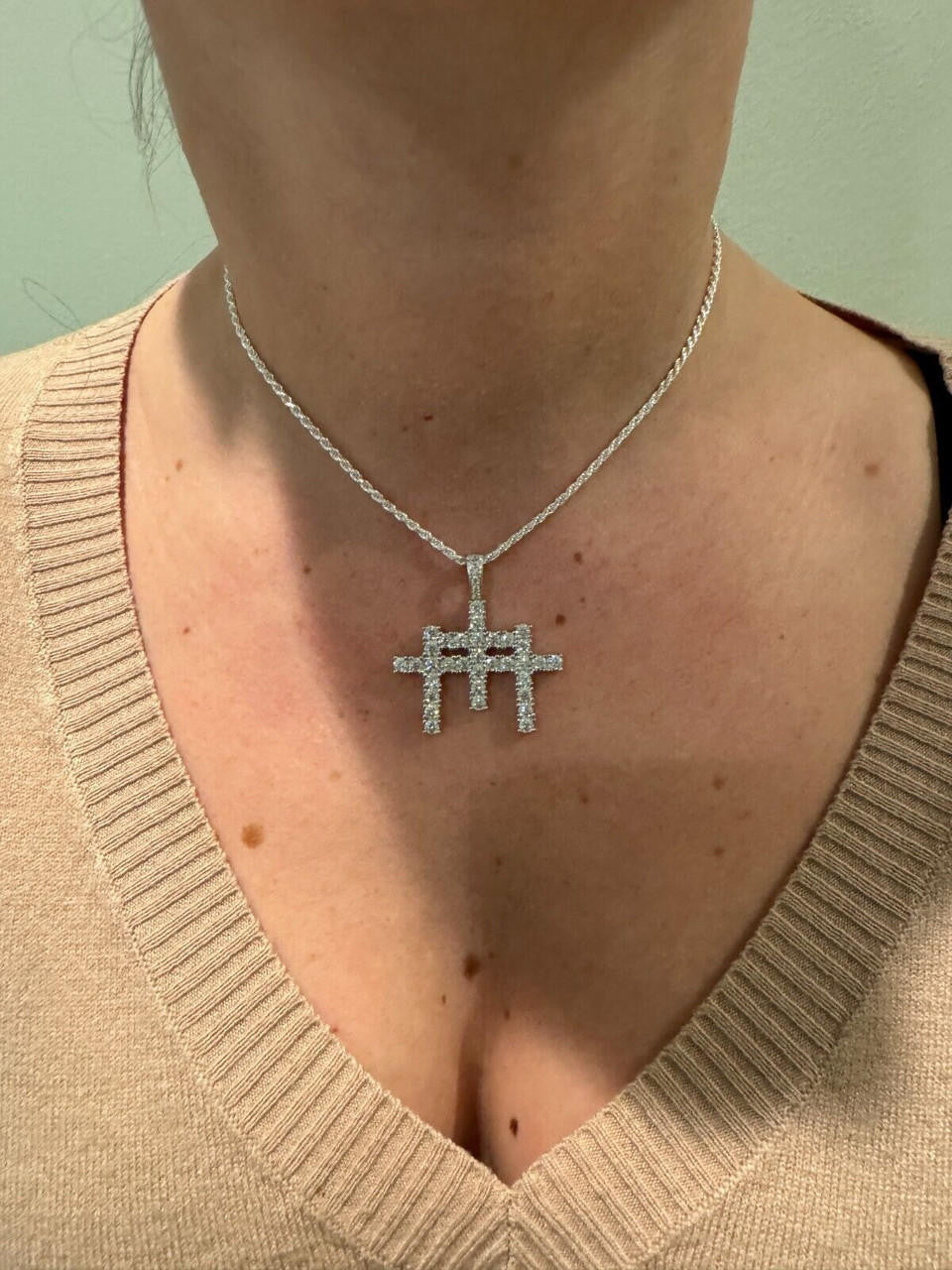 Moissanite Triple Cross Hip Hop Pendant | 14k Yellow Gold Vermeil Or 925 Silver