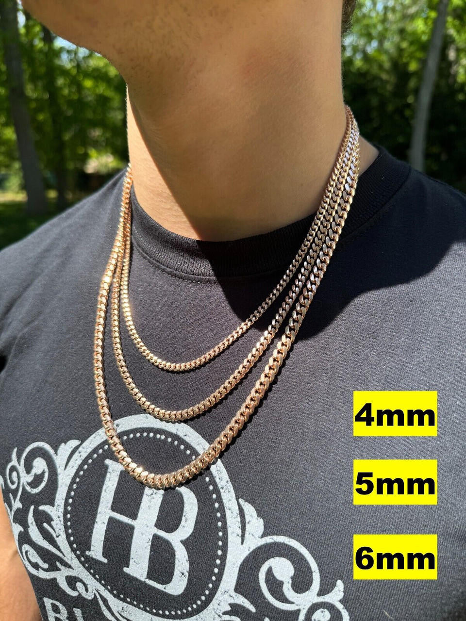 Miami Cuban Link Chain Necklace Lobster Clasp | 14k Rose Gold Vermeil 925 Sterling Silver