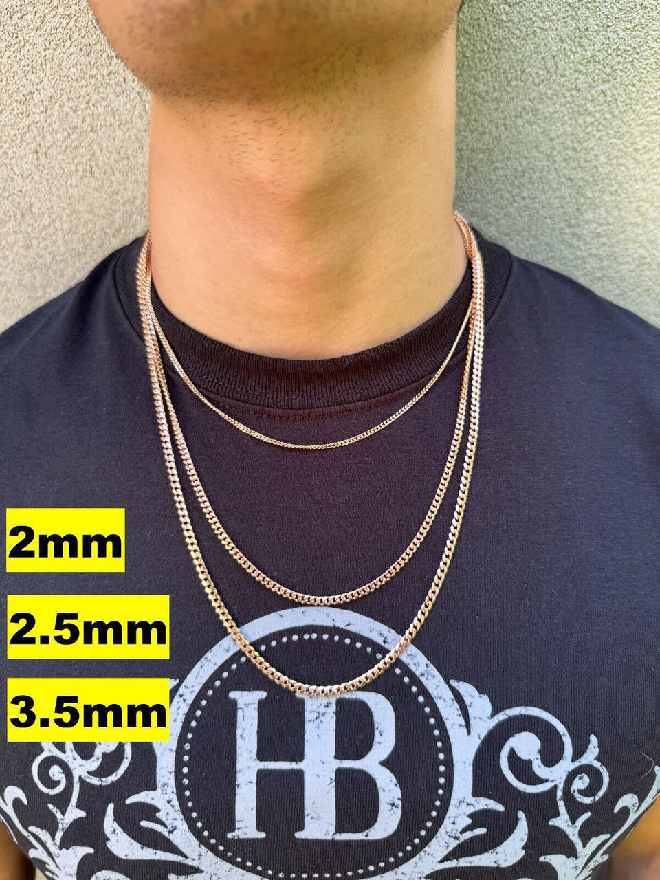 Miami Cuban Link Chain Necklace Lobster Clasp | 14k Rose Gold Vermeil 925 Sterling Silver