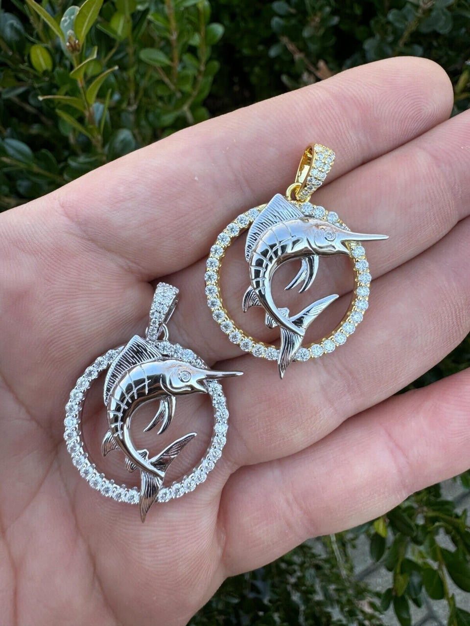 Moissanite Swordfish Marlin Iced Out Pendant | 14k Gold Vermeil Or 925 Silver
