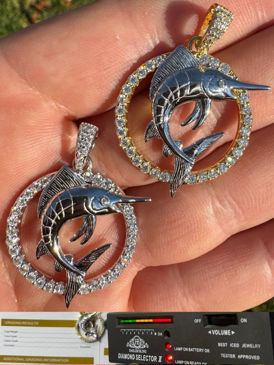 Moissanite Swordfish Marlin Iced Out Pendant | 14k Gold Vermeil Or 925 Silver