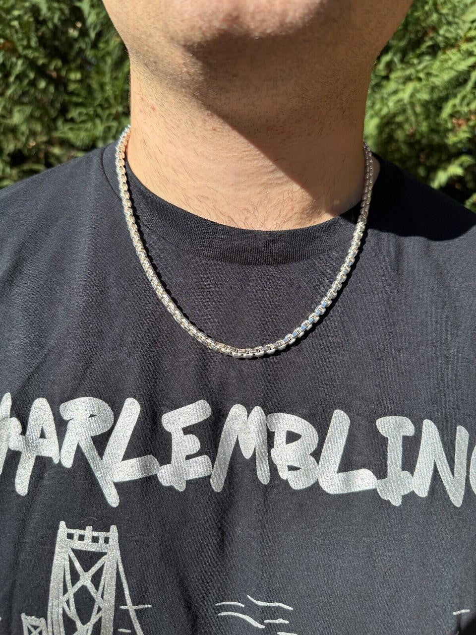 Puffed Rolo Chain Necklace | Hollow 925 Sterling Silver