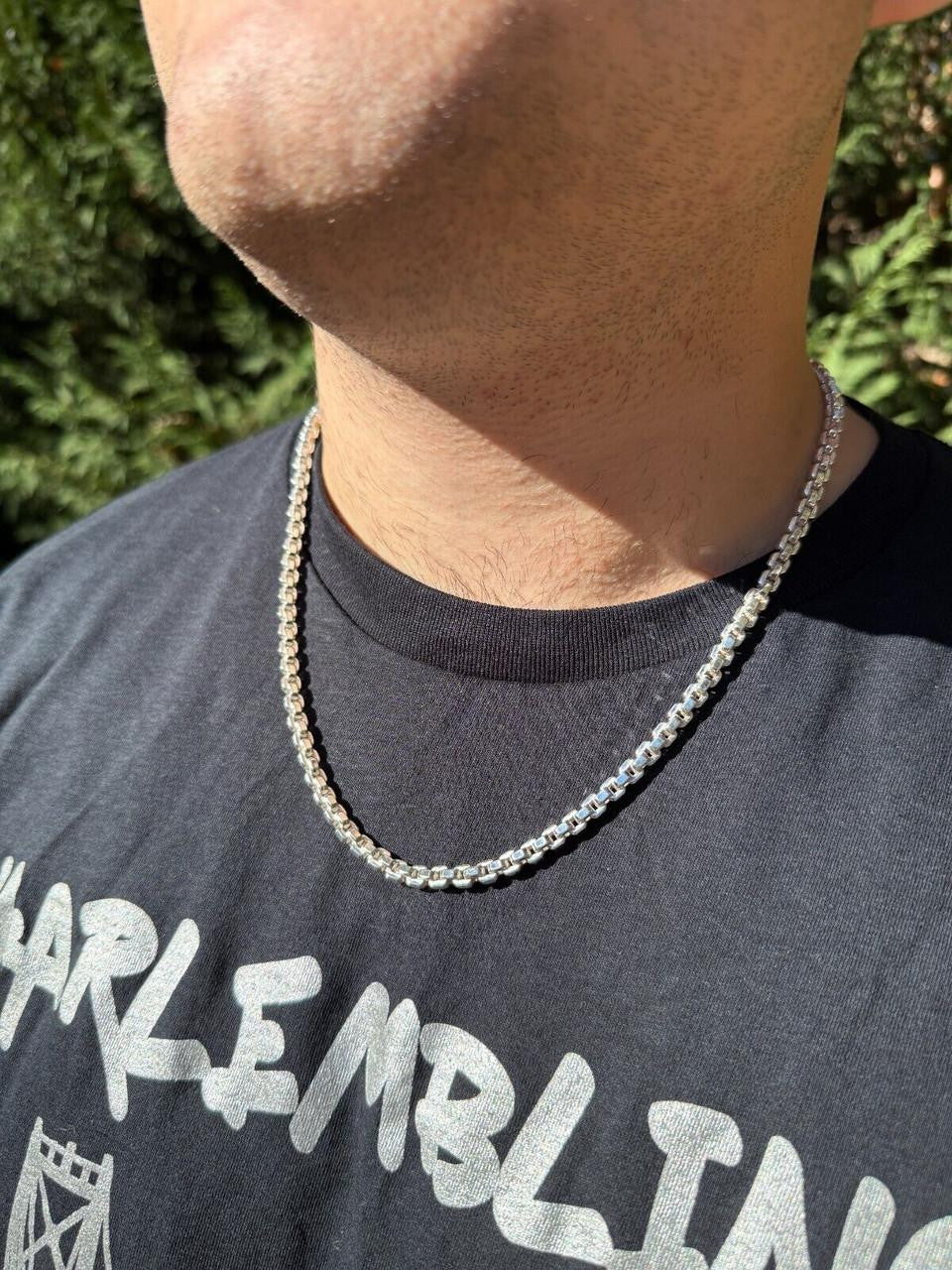 Puffed Rolo Chain Necklace | Hollow 925 Sterling Silver