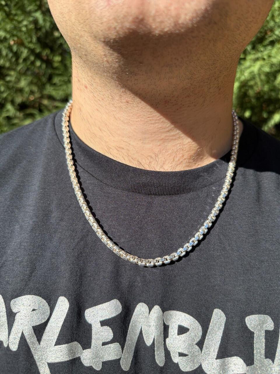 Puffed Rolo Chain Necklace | Hollow 925 Sterling Silver