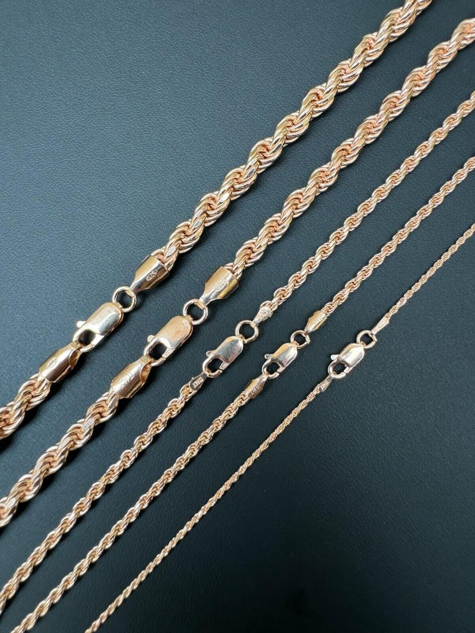 Rose Gold Vermeil Rope Chain | 925 Sterling Silver