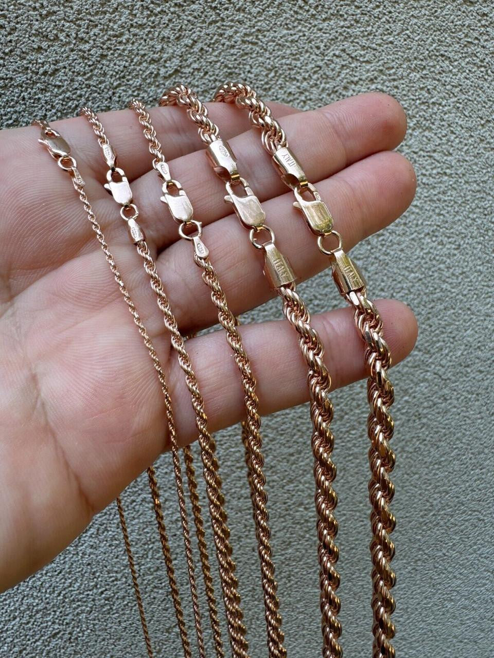 Rose Gold Vermeil Rope Chain | 925 Sterling Silver