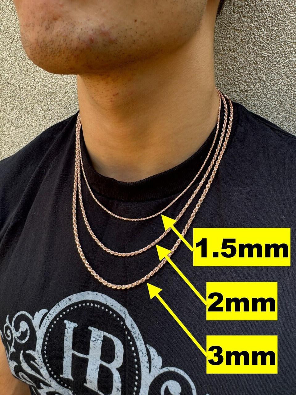 Rose Gold Vermeil Rope Chain | 925 Sterling Silver