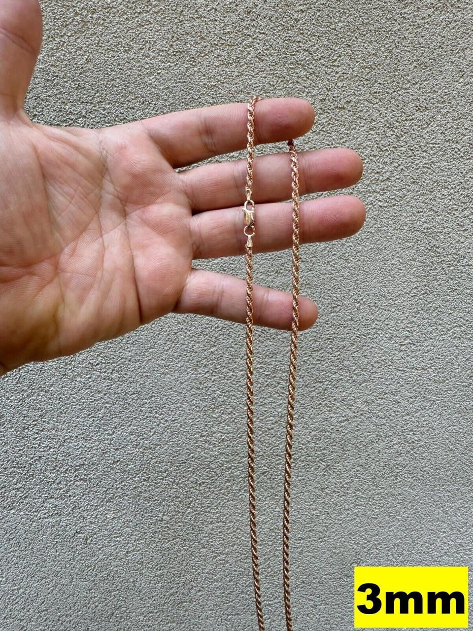 Rose Gold Vermeil Rope Chain | 925 Sterling Silver