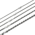 Rope Chain Necklace |  Rhodium Finish 925 Sterling Silver