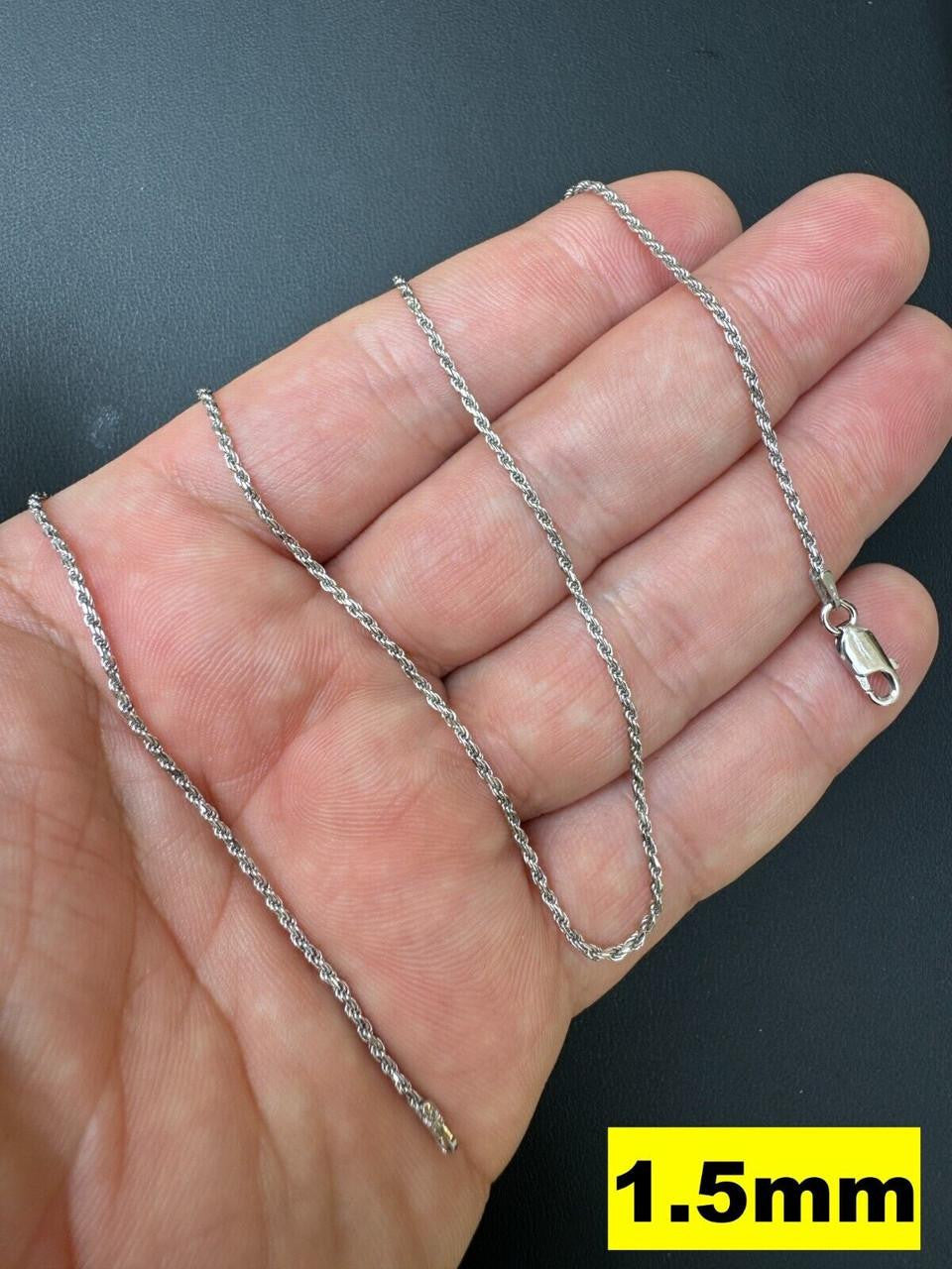 Rope Chain Necklace |  Rhodium Finish 925 Sterling Silver