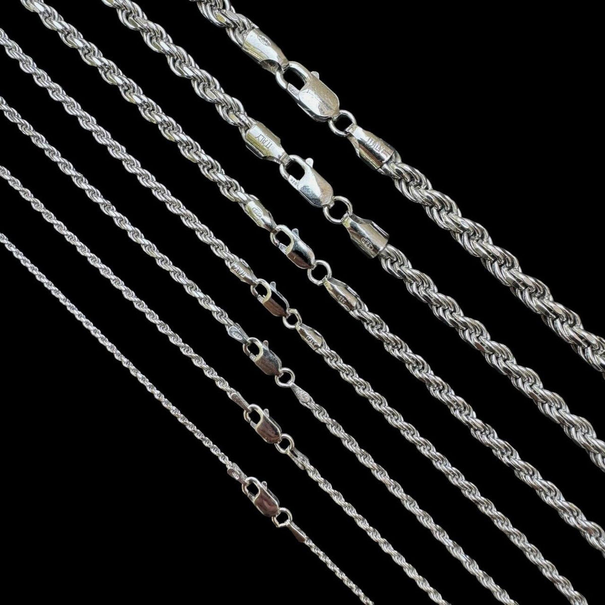 Rope Chain Necklace |  Rhodium Finish 925 Sterling Silver