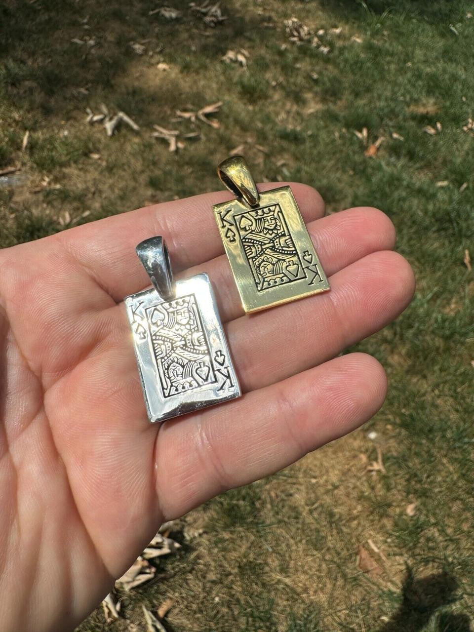 King Of Spades Card Pendant | 14k Gold Vermeil Or 925 Silver