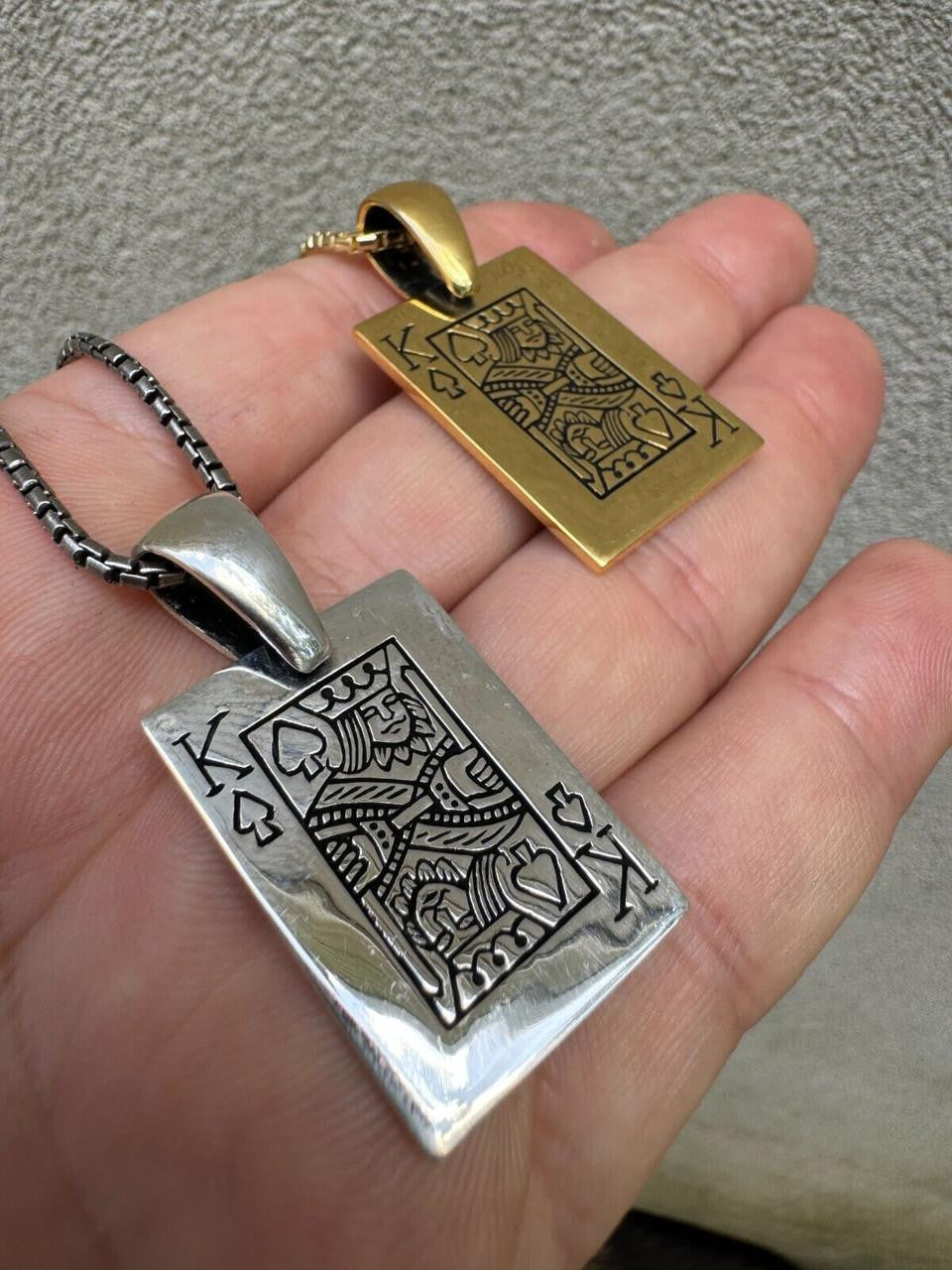 King Of Spades Card Pendant | 14k Gold Vermeil Or 925 Silver