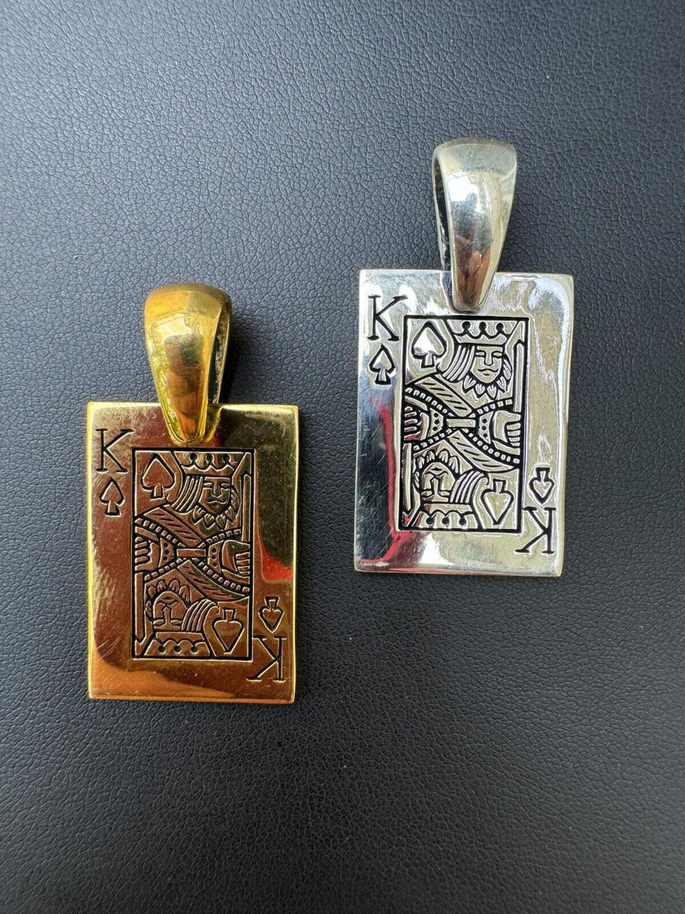 King Of Spades Card Pendant | 14k Gold Vermeil Or 925 Silver