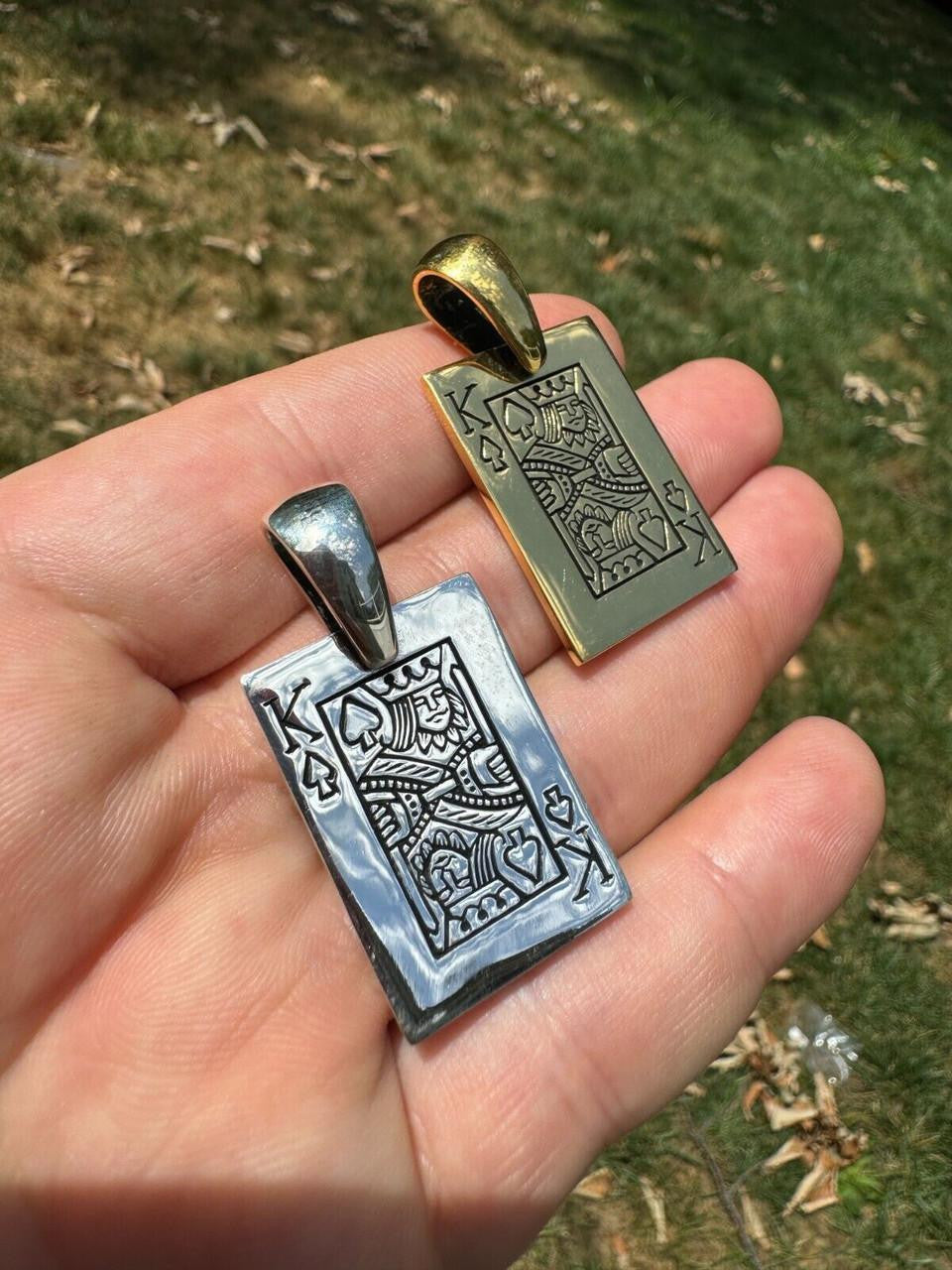 King Of Spades Card Pendant | 14k Gold Vermeil Or 925 Silver