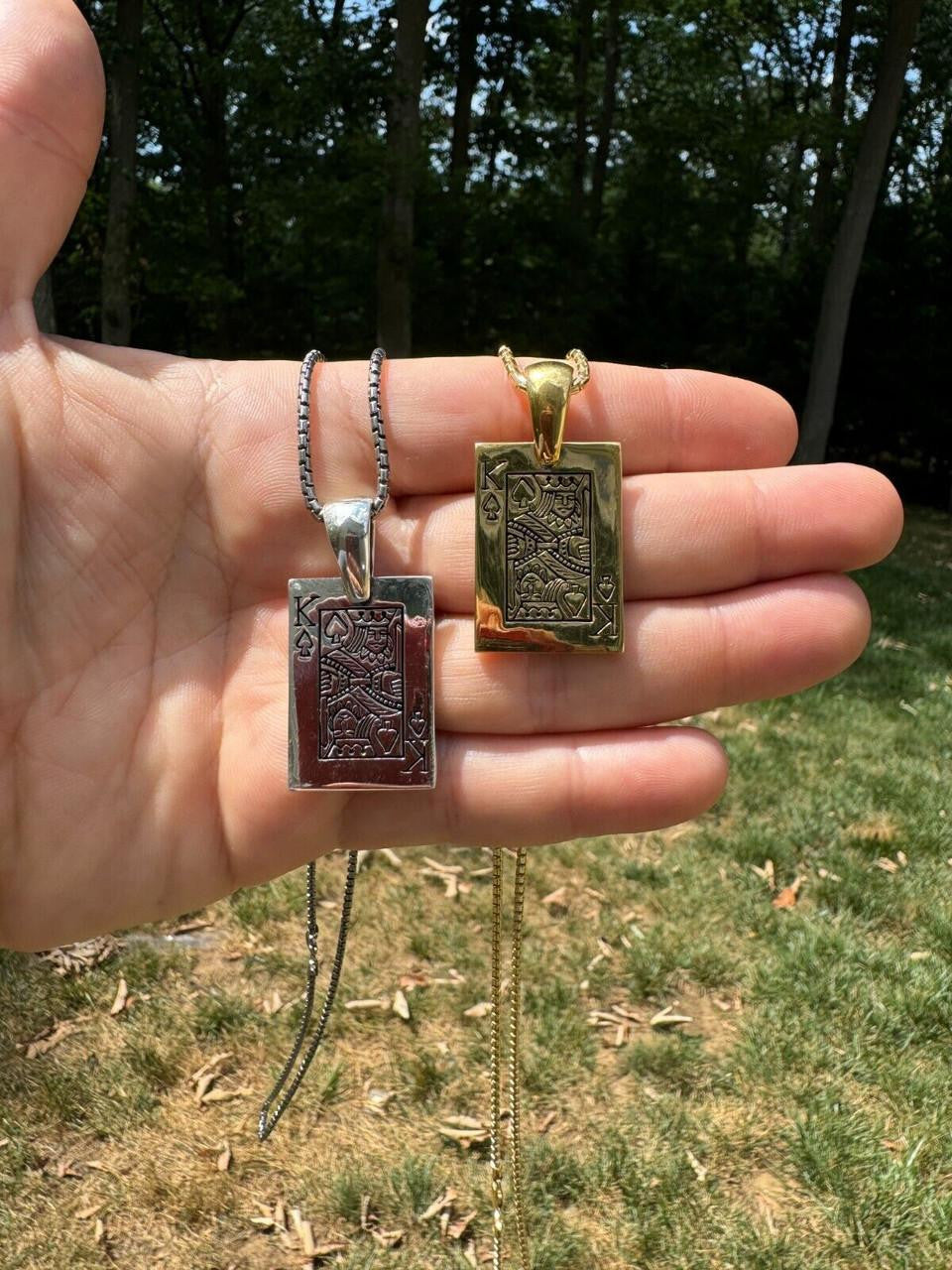 King Of Spades Card Pendant | 14k Gold Vermeil Or 925 Silver