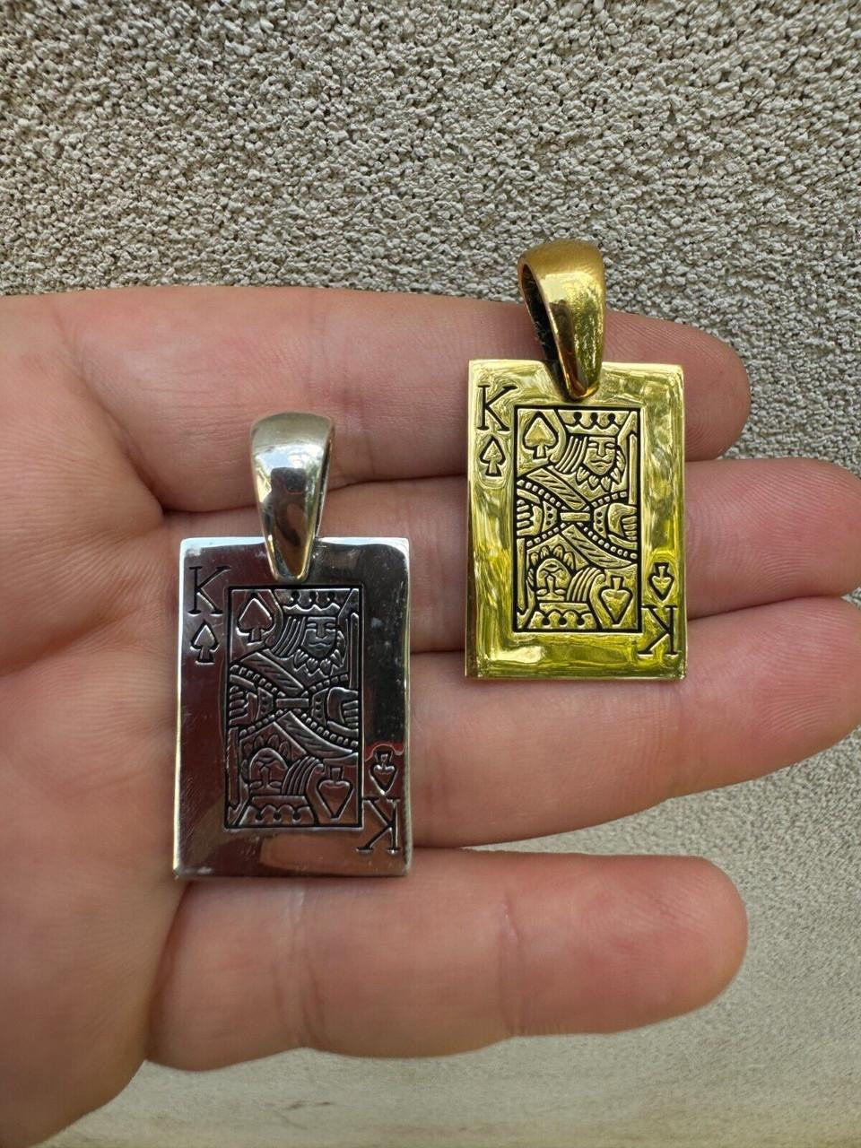 King Of Spades Card Pendant | 14k Gold Vermeil Or 925 Silver