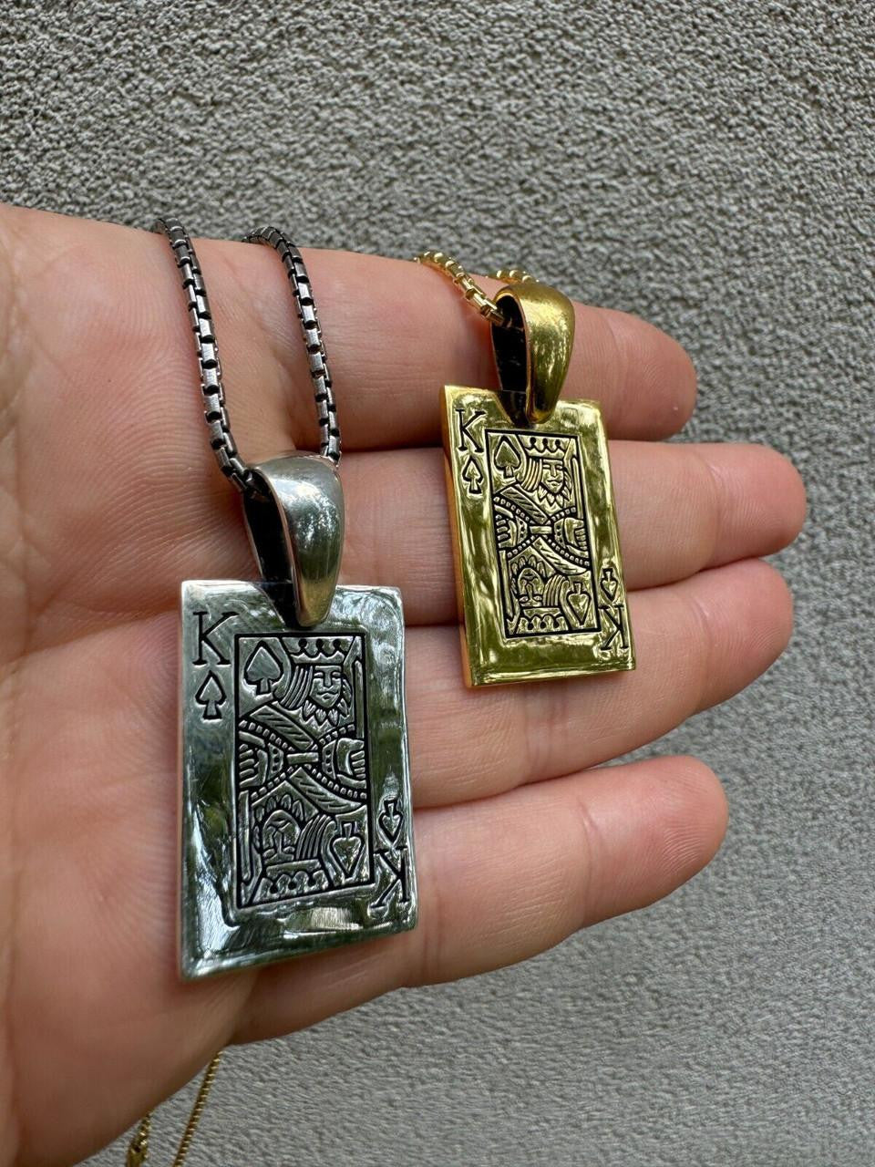 King Of Spades Card Pendant | 14k Gold Vermeil Or 925 Silver