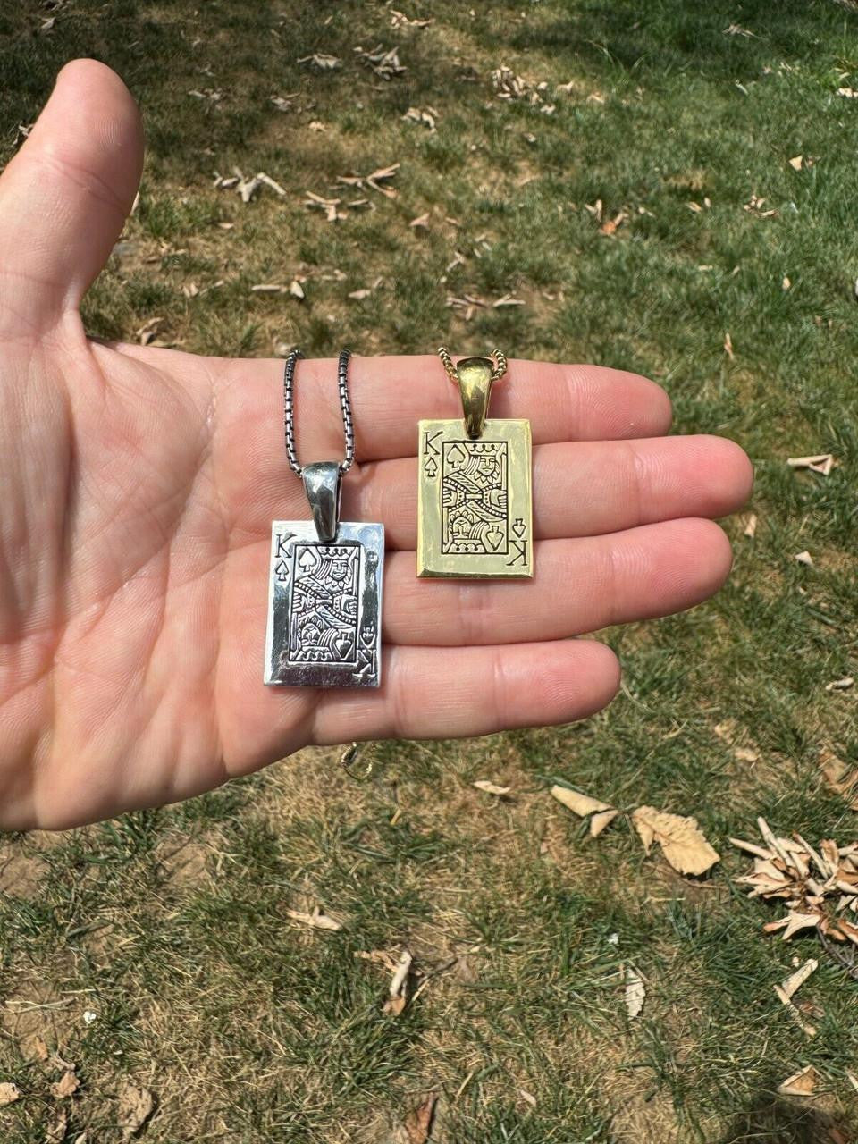 King Of Spades Card Pendant | 14k Gold Vermeil Or 925 Silver