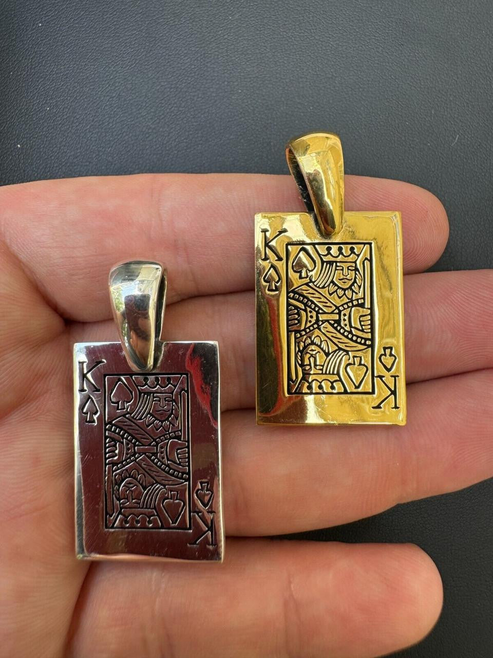 King Of Spades Card Pendant | 14k Gold Vermeil Or 925 Silver