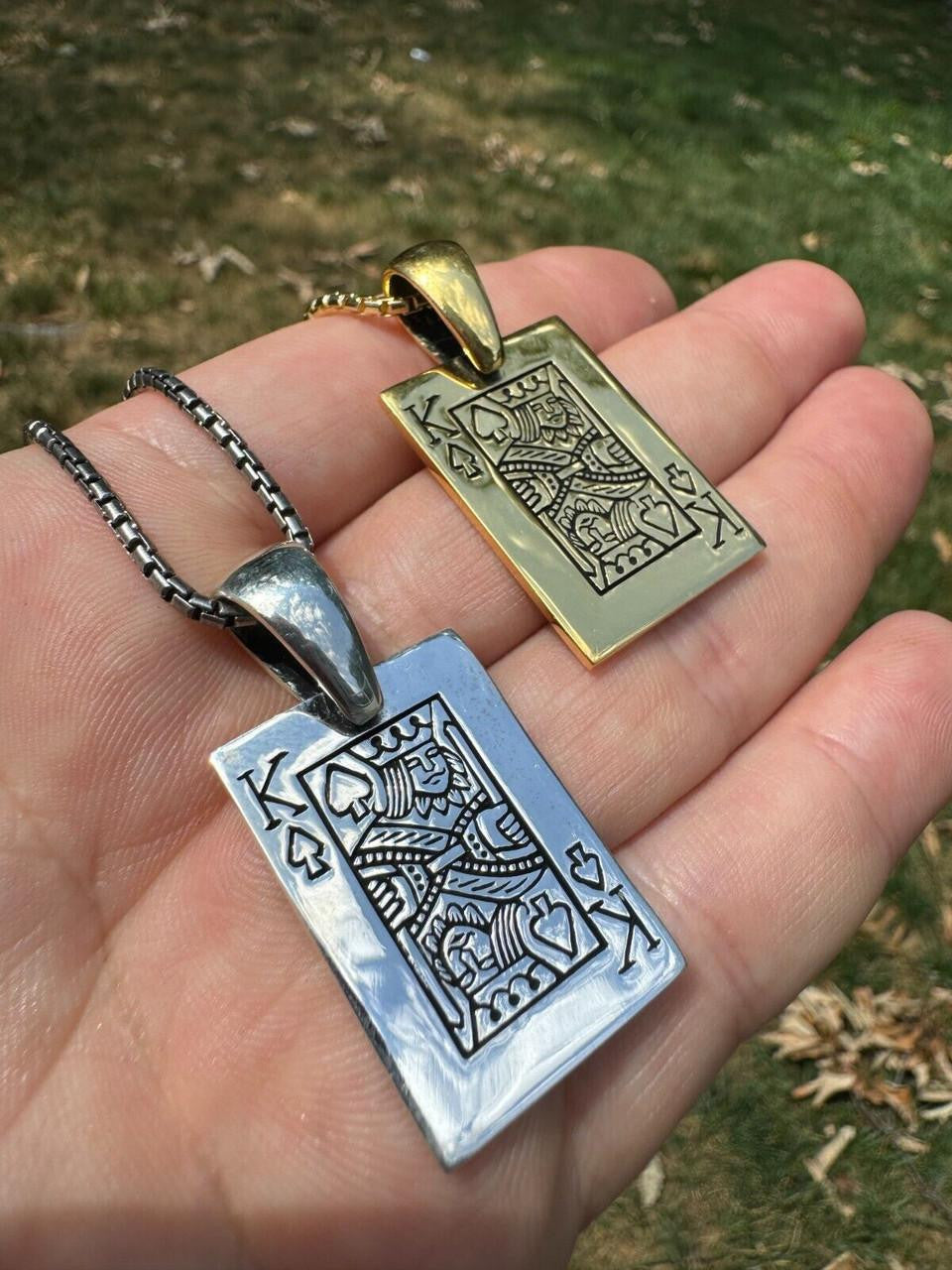 King Of Spades Card Pendant | 14k Gold Vermeil Or 925 Silver