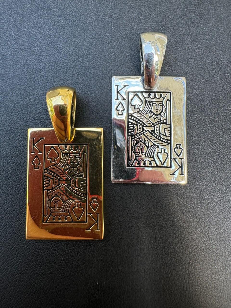 King Of Spades Card Pendant | 14k Gold Vermeil Or 925 Silver