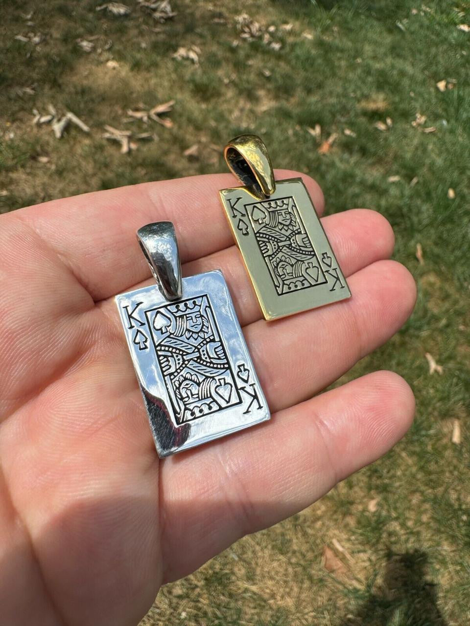 King Of Spades Card Pendant | 14k Gold Vermeil Or 925 Silver