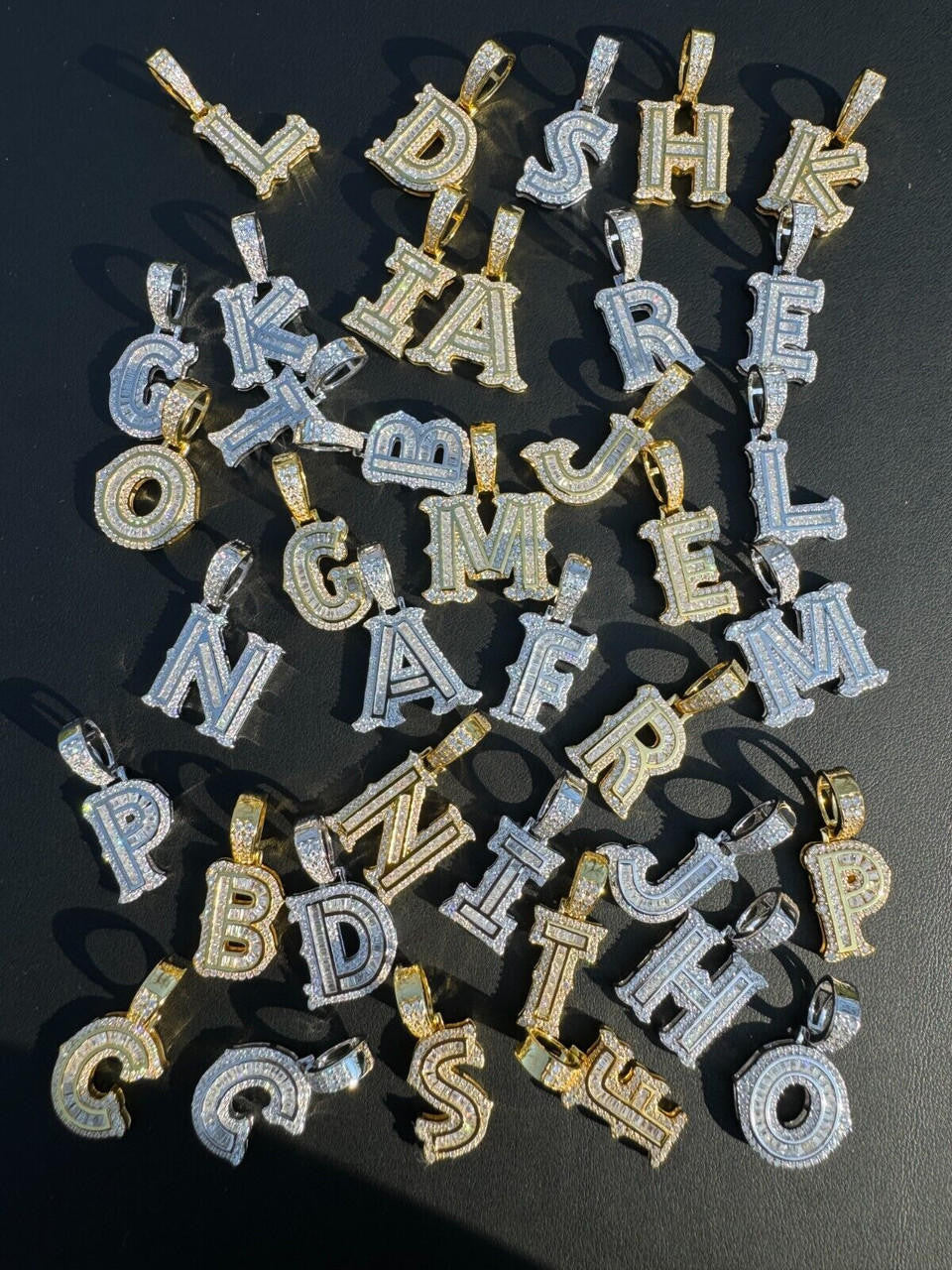 Moissanite A | Z Initials Gothic Letter Iced Out Pendant