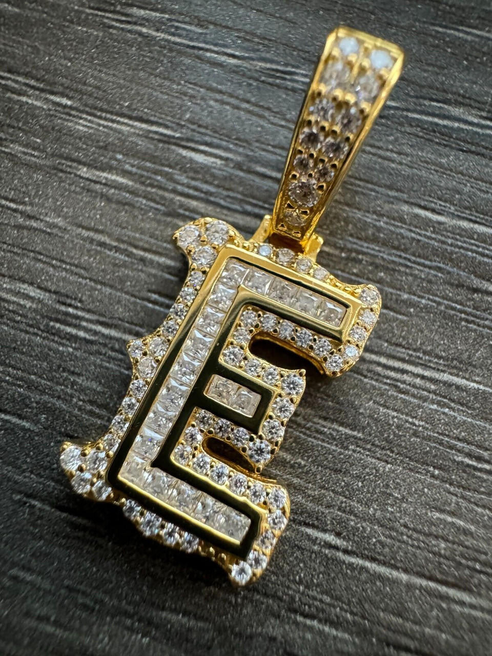 Moissanite A | Z Initials Gothic Letter Iced Out Pendant