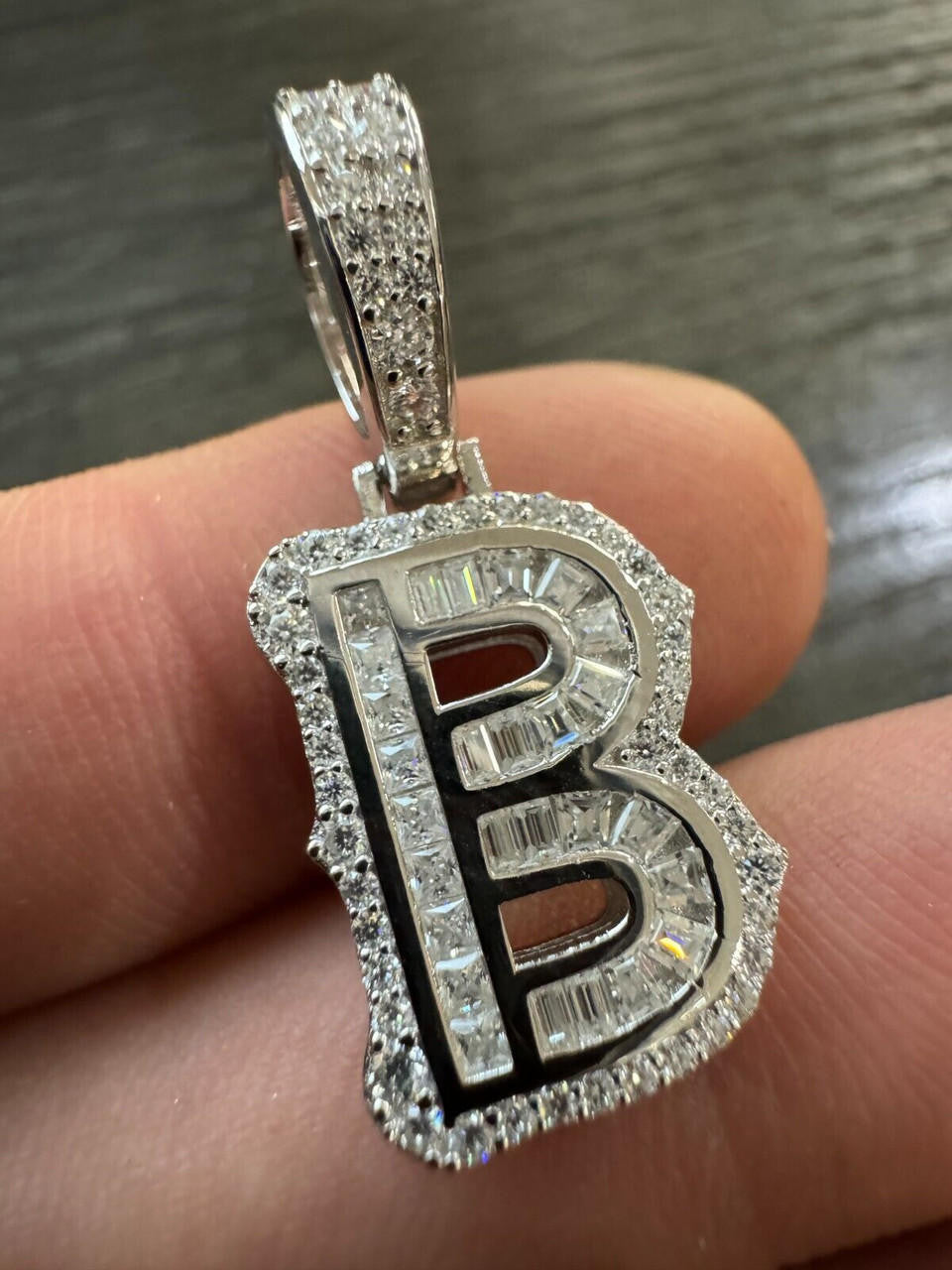 Moissanite A | Z Initials Gothic Letter Iced Out Pendant