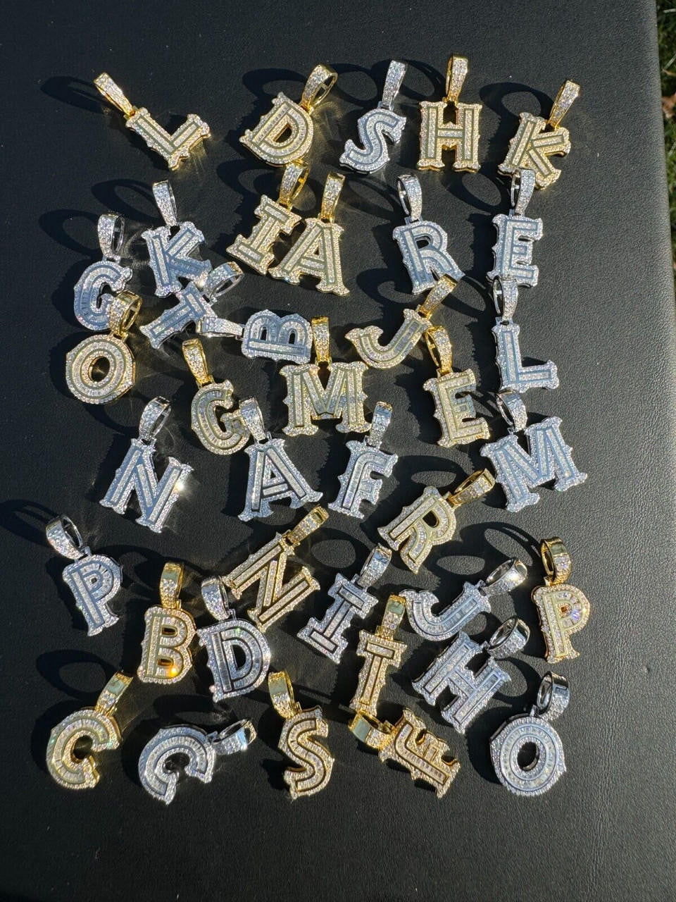 Moissanite A | Z Initials Gothic Letter Iced Out Pendant