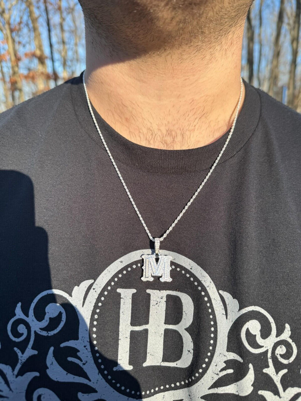 Moissanite A | Z Initials Gothic Letter Iced Out Pendant