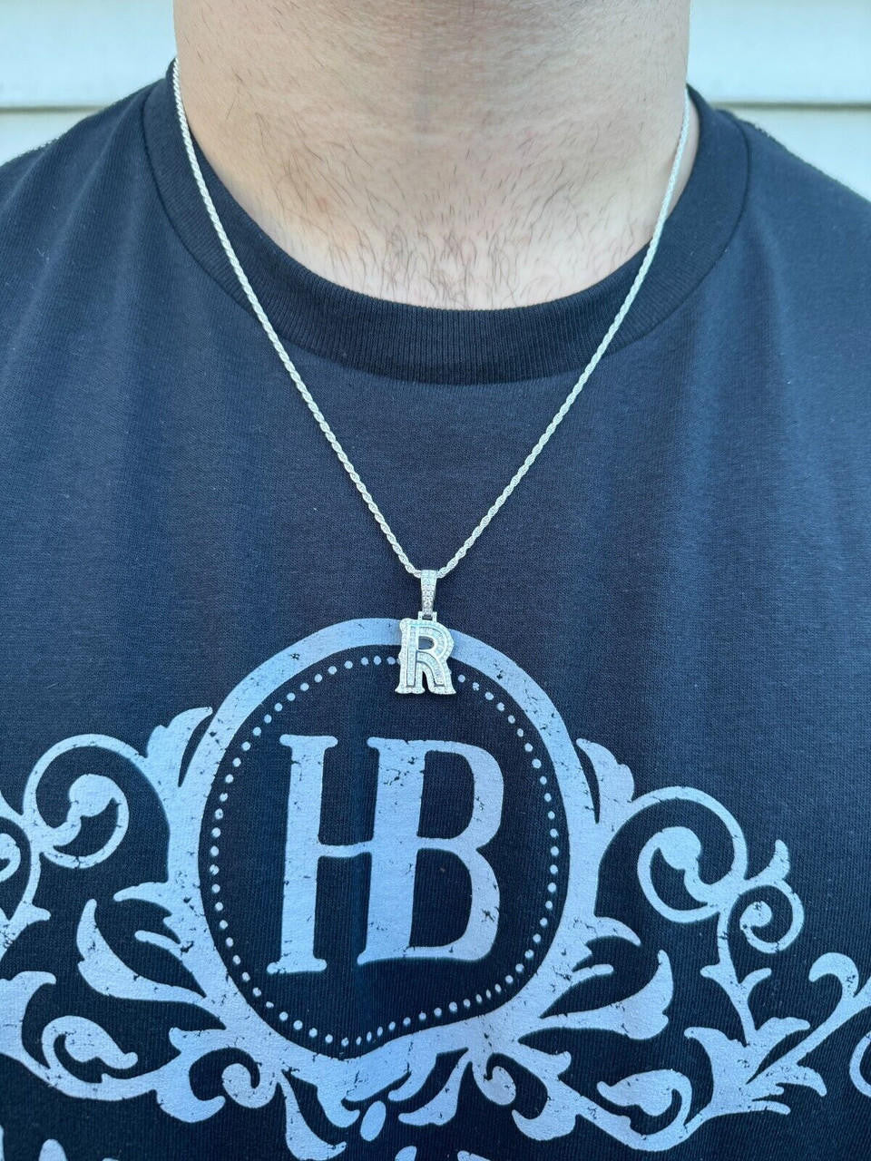 Moissanite A | Z Initials Gothic Letter Iced Out Pendant