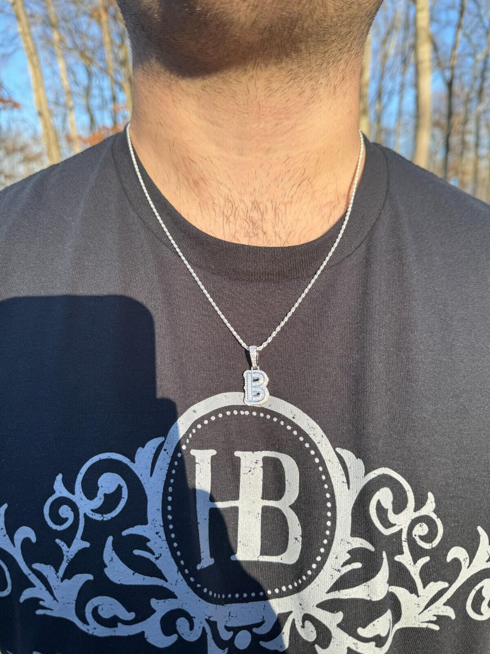 Moissanite A | Z Initials Gothic Letter Iced Out Pendant