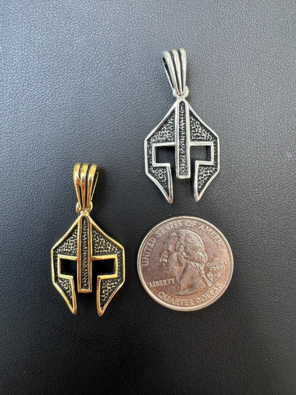 Spartan Gladiator Helmet Pendant | 14k Gold Vermeil Or Oxidized 925 Silver