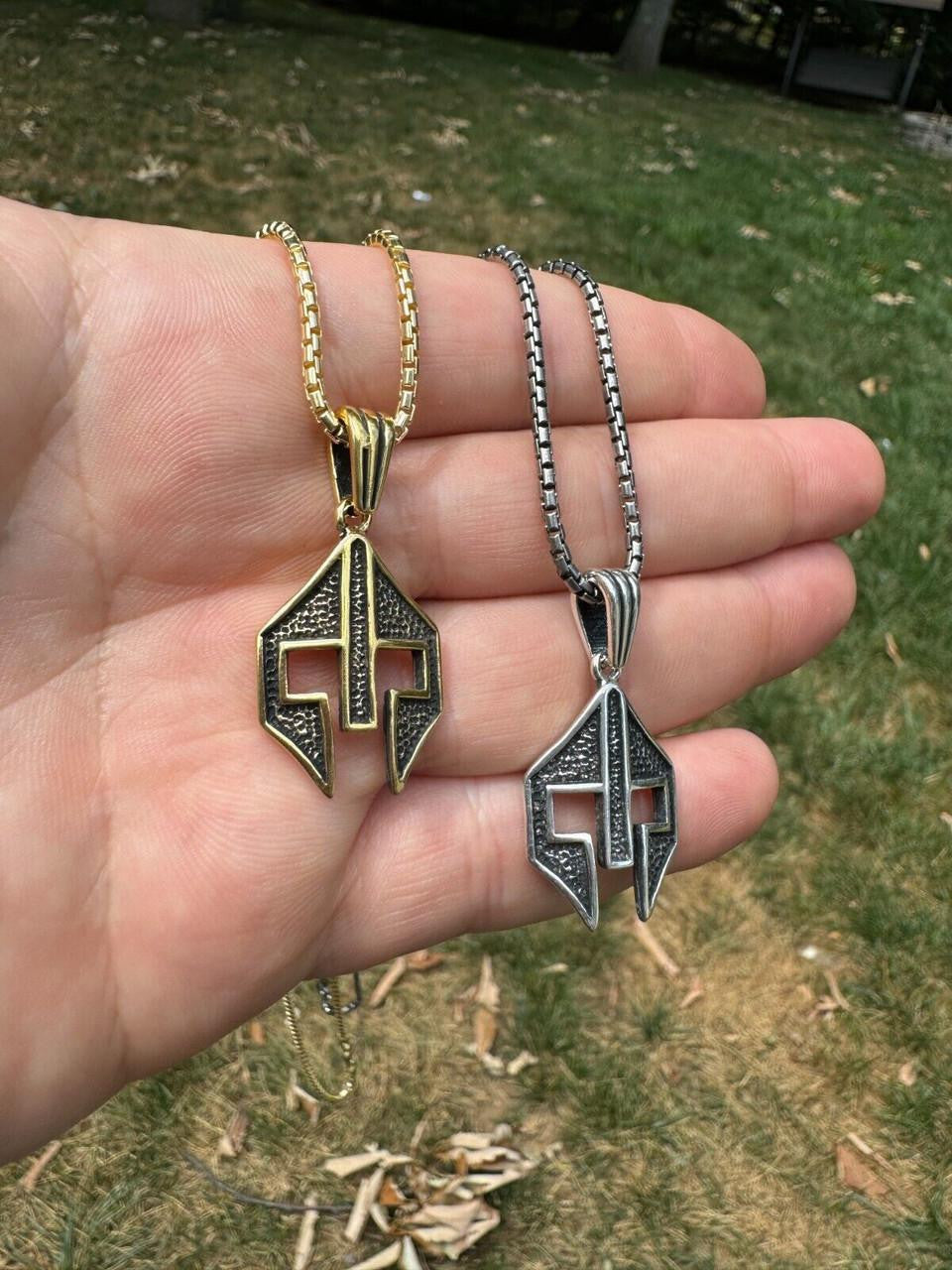 Spartan Gladiator Helmet Pendant | 14k Gold Vermeil Or Oxidized 925 Silver
