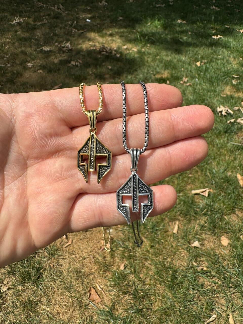 Spartan Gladiator Helmet Pendant | 14k Gold Vermeil Or Oxidized 925 Silver
