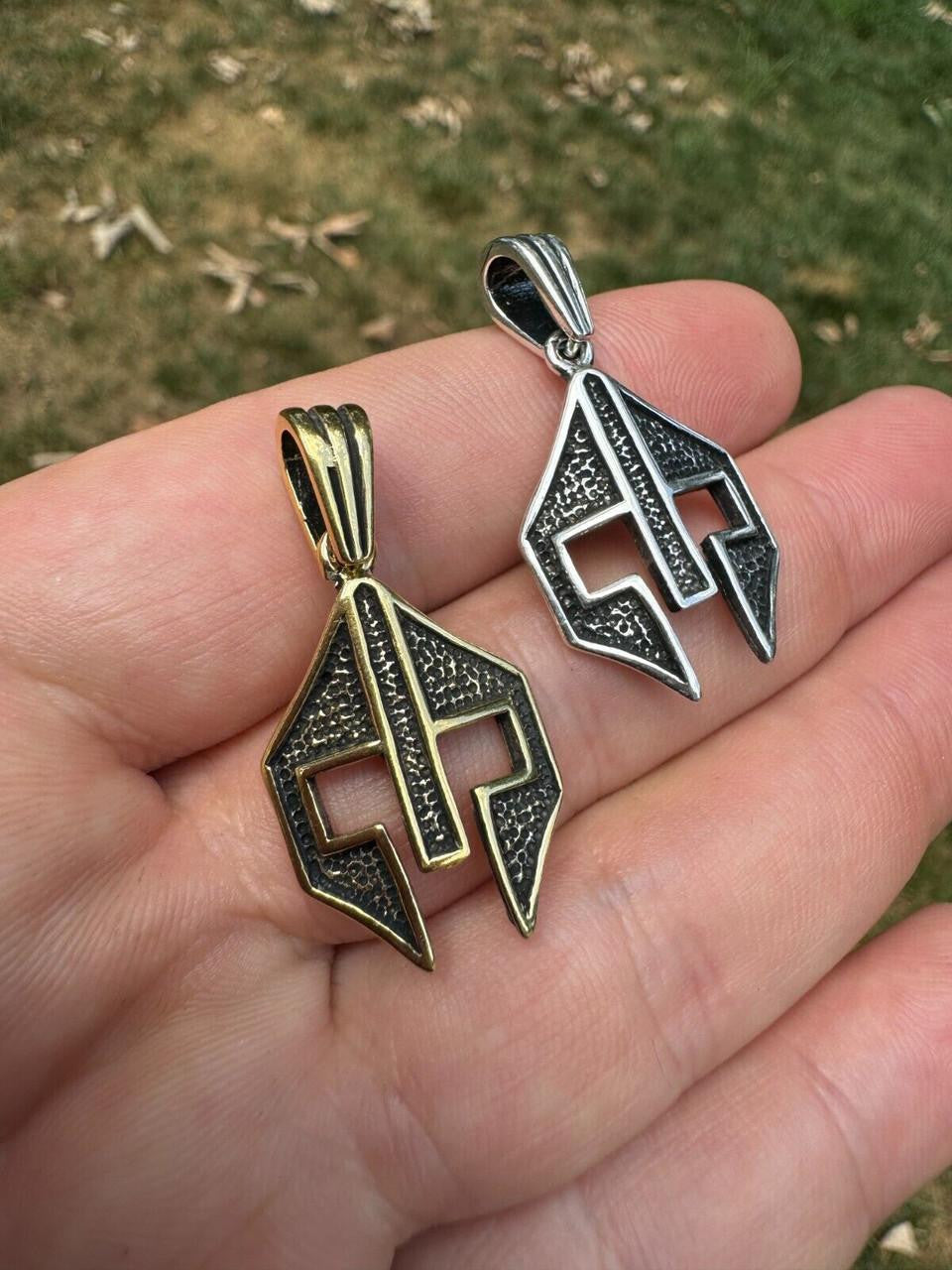Spartan Gladiator Helmet Pendant | 14k Gold Vermeil Or Oxidized 925 Silver