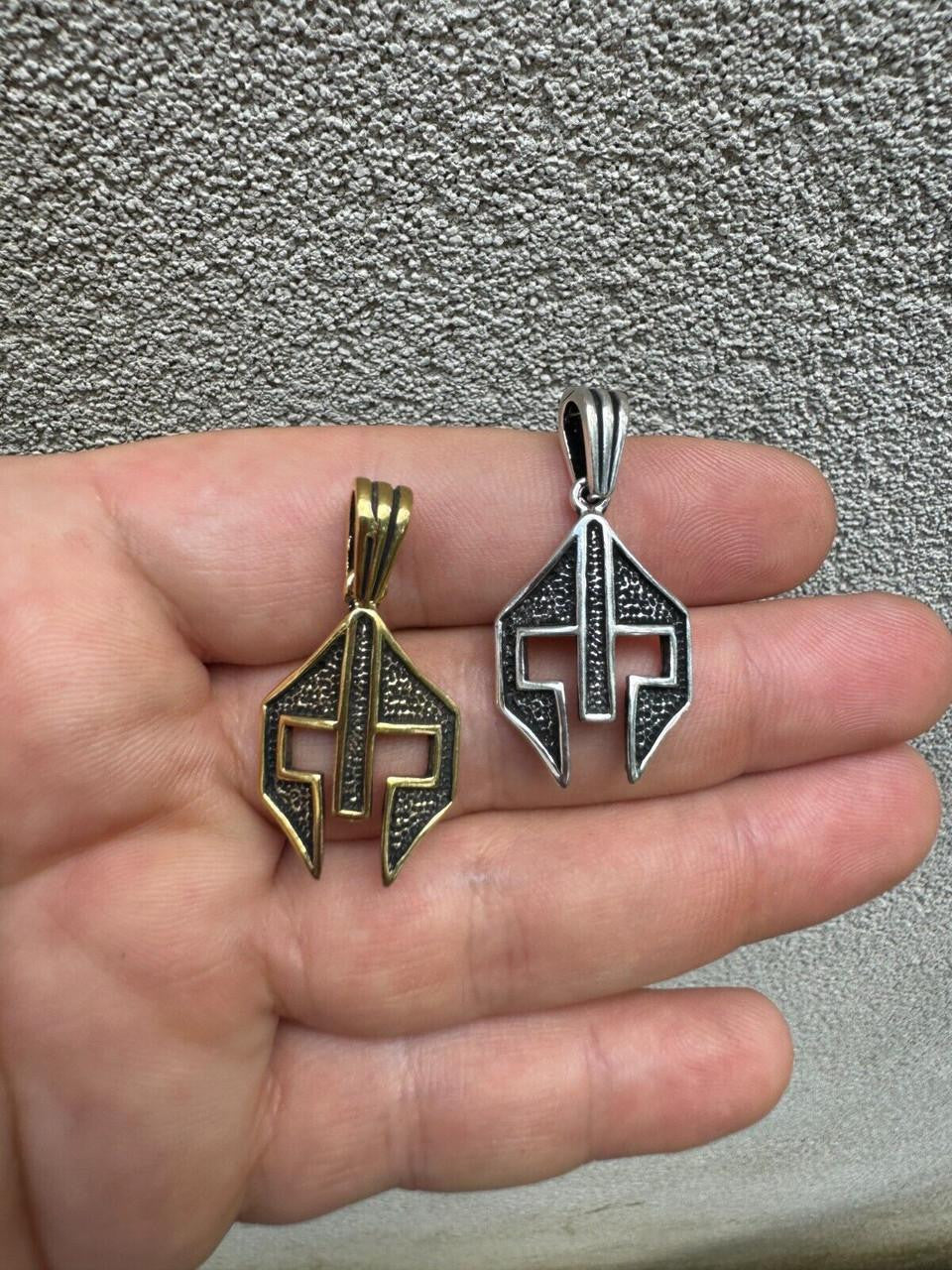 Spartan Gladiator Helmet Pendant | 14k Gold Vermeil Or Oxidized 925 Silver