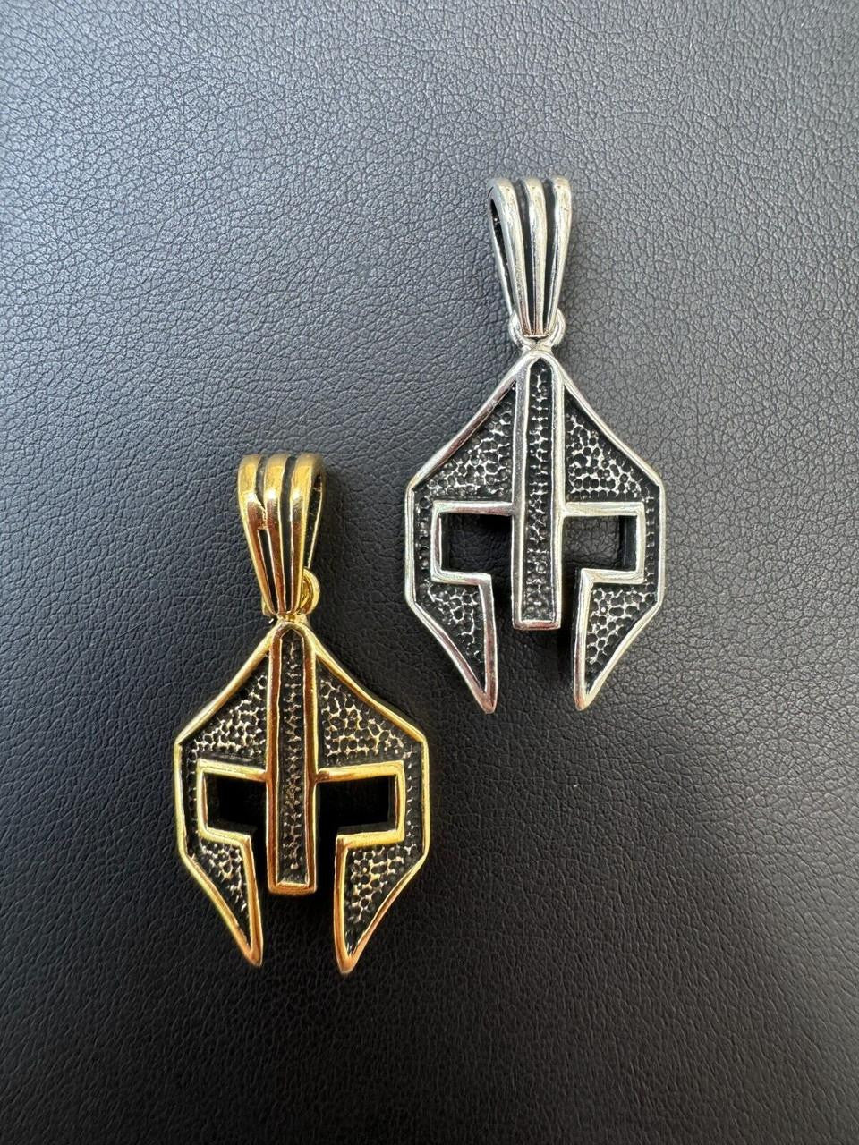 Spartan Gladiator Helmet Pendant | 14k Gold Vermeil Or Oxidized 925 Silver