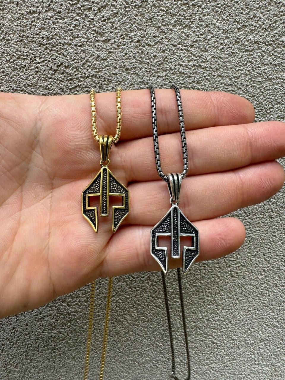 Spartan Gladiator Helmet Pendant | 14k Gold Vermeil Or Oxidized 925 Silver